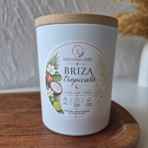 lumanare parfumata briza tropicala cocos lime vanilie 150 gr