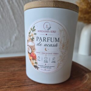 lumanare parfumata parfum de acasa vanilie crema de cocos piersica 150 gr